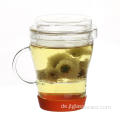 Lose Tee-Blatt-mundgeblasene Glas-Teetasse mit Glasdeckel